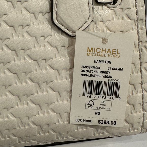 Michael Kors Hamilton MINI Shoulder Crossbody Bag Embossed MK Light Cream - Picture 14 of 16